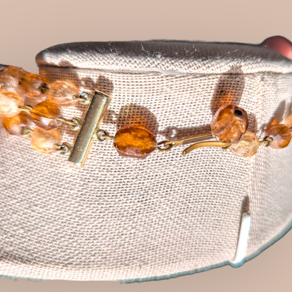 W. Germany Acrylic Autumn Beaded Triple Strand Choker - Picture 6 of 6